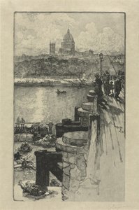 [Fiskere på en mole, Paris] af Auguste Louis Lepère