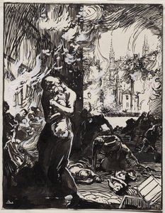Ilden i Louvain af Auguste Louis Lepère