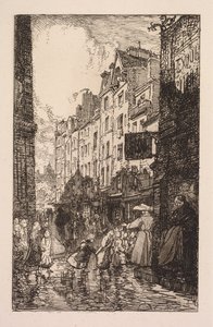 La Biévre, Les Gobelins, Saint-Séverin: Saint-Séverin-distriktet: Rue des Prêtres Saint-Séverin af Auguste Louis Lepère