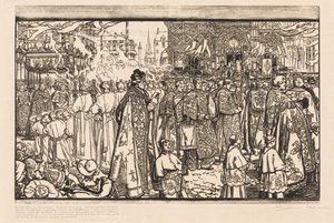 Corpus Christi processionen i Nantes af Auguste Louis Lepère