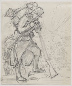 Tilbagetoget efter Charleroi... af Auguste Louis Lepère