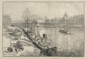 [Stort dampskib ved Dock, Paris] af Auguste Louis Lepère