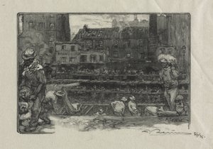 Aflæssere af gips (Canal St. Martin) af Auguste Louis Lepère