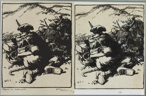 Alperne i baghold, 1914. af Auguste Louis Lepère