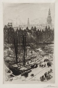 Amsterdam, udsigt over Victoria Hotel. af Auguste Louis Lepère