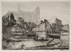 Ankomster af grøntsager-Amiens, 1907. af Auguste Louis Lepère