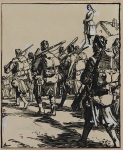 Battle of Borders: British Soldiers Group af Auguste Louis Lepère