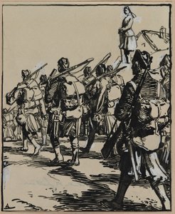 Battle of the Borders: gruppe af britiske soldater, 1914. af Auguste Louis Lepère
