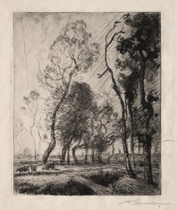 Solnedgang bag træerne, 1909. af Auguste Louis Lepère