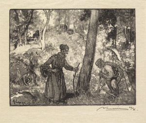 Fontainebleau Forest: Svampejægere ved Rocher Bernard La Forêt de Fontainebleau..., 1890.