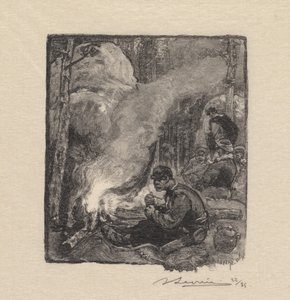 Fontainebleau Skov: Træhuggeres måltid af Auguste Louis Lepère
