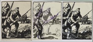 Russisk infanteri, 1914. af Auguste Louis Lepère