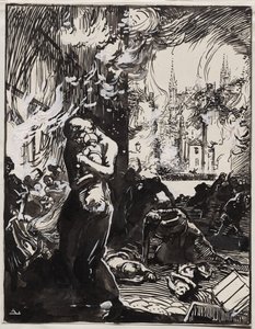 Ilden i Louvain af Auguste Louis Lepère