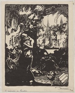 Ilden i Louvain af Auguste Louis Lepère