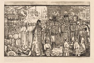 Corpus Christi processionen i Nantes af Auguste Louis Lepère
