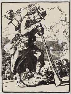 Tilbagetoget efter Charleroi... af Auguste Louis Lepère
