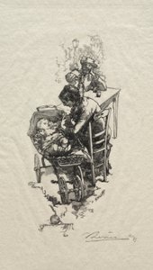 Kvinden i vuggen. af Auguste Louis Lepère