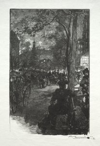Boulevard Montmartre, aften. af Auguste Louis Lepère