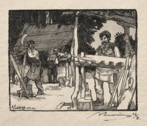 Lath Maker, 1889. af Auguste Louis Lepère
