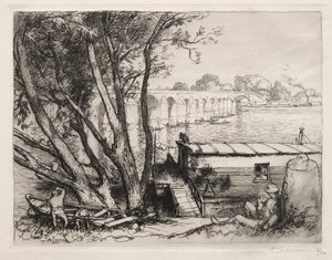 Poissy-broen, 1917. af Auguste Louis Lepère