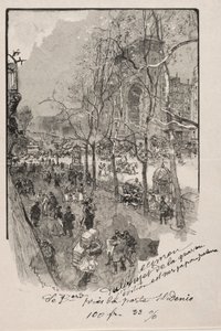 Boulevarderne, nær Porte St. Denis. af Auguste Louis Lepère