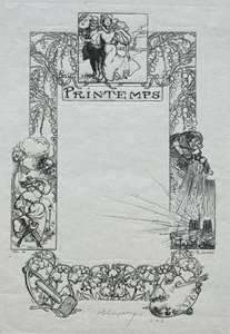 Paris Almanac, 1897: Dekorativ grænse, forår, 1897. af Auguste Louis Lepère