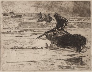 Fiskere på flugt før stormen, 1892. af Auguste Louis Lepère