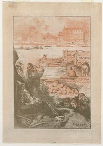 [Bønder ved en dok, Paris] af Auguste Louis Lepère