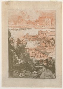 [Bønder ved en dok, Paris]. af Auguste Louis Lepère