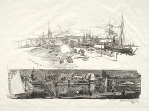 Illustreret Rouen: The New Quays-Ile La Croix, 1896. af Auguste Louis Lepère