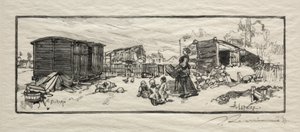Vognhuset Le wagon-logement. af Auguste Louis Lepère