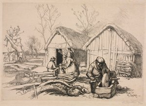 Woodcutters House Vendée, 1915. af Auguste Louis Lepère