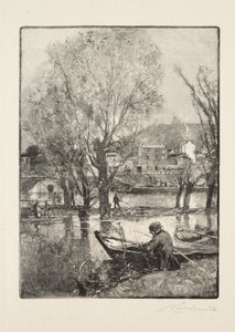 Et hjørne af Billancourt Island. af Auguste Louis Lepère