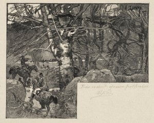 En jagt på Mont Gérard. af Auguste Louis Lepère