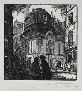 Udsigt over Hotel Colbert af Auguste Louis Lepère