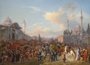 Sultan Mahmud II forlader Bayezid-moskeen, Konstantinopel, 1837