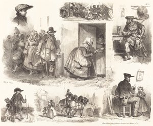 Otte vignetter af genrehændelser af Auguste Raffet