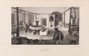 Tatarisk bad, hvilerum. Fra Voyage dans la Russie af Anatole de Demidoff, 1837. af Auguste Raffet