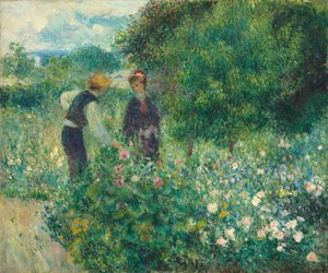 Plukker blomster