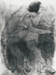 Isadora Duncan (1878-1927) (blyant og vask på papir) af Auguste Rodin