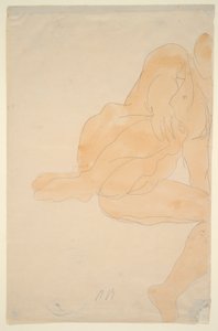 Nøgen siddende, knæ hævet af Auguste Rodin