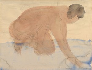 Nøgen figur på hænder og knæ, 1900-1910. af Auguste Rodin