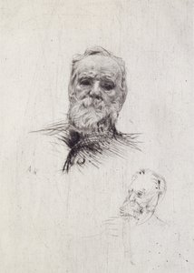 Portræt af Victor Hugo (1802-85) (litho) af Auguste Rodin