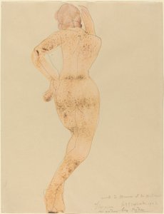Set bagfra af kvindelig figur i aktion af Auguste Rodin