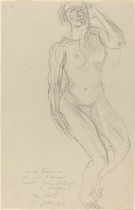 Siddende kvinde nøgen ser frem af Auguste Rodin