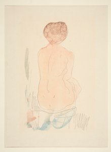 Siddende nøgen, set bagfra af Auguste Rodin