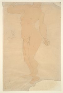 Stående nøgen (hovedet er delvist afskåret af kanten af papiret) af Auguste Rodin