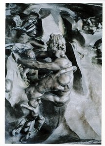 Helvedesporten, detalje af Ugolino og hans sønner, venstre midterpanel, bronze fra ca. 1887