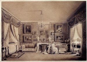 Soveværelse af hertuginden af Berry på Tuilerierne. Tegning af Auguste Garneray (1785-1824)