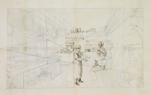 I køkkenet (blyant og pen & blæk på papir) af Auguste Theodule Ribot